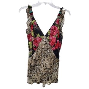 Y2K Vintage Tank Mixed Print Babydoll Style Size S
